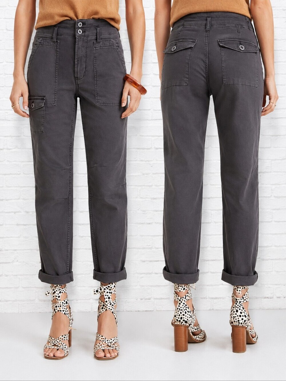 By Anthropologie Wanderer Grey High-Rise Cargo Pants Size 27